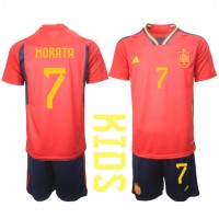 Spanien Alvaro Morata #7 Hemmadräkt Barn VM 2022 Kortärmad (+ Korta byxor)